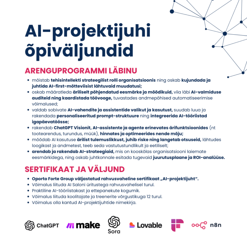 AI-projektijuhi 6-nädalane arenguprogramm